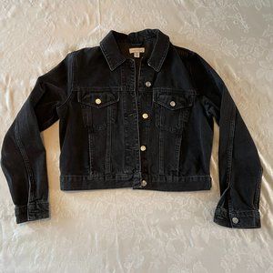 Topshop Tilda crop black denim jacket size 6